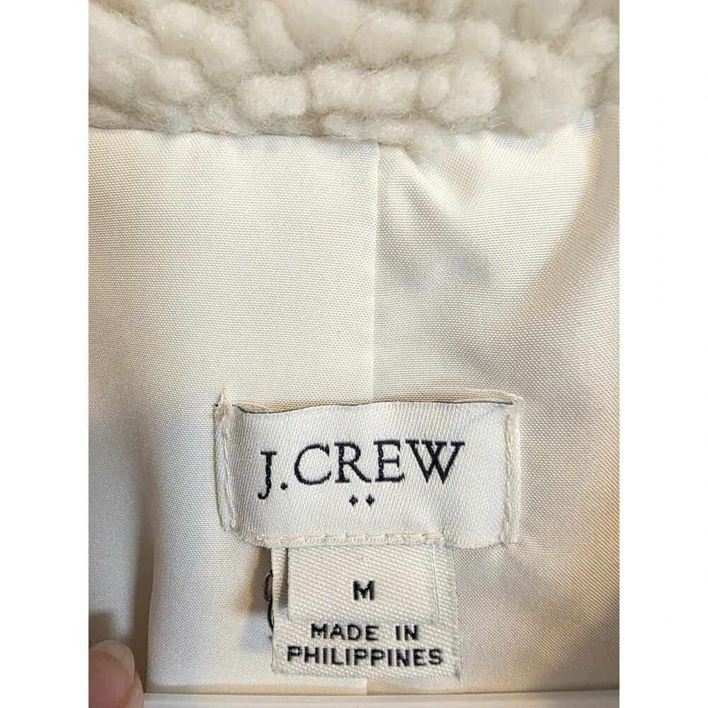 J Crew Teddy Fleece Shawl Collar Coat Jacket Cream Sherpa Lagenlook sz M